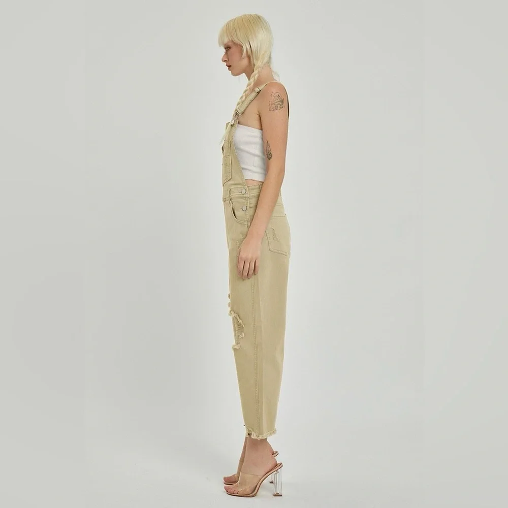 RDP5500X SAND PLUS Risen High Rise Distressed Straight Overalls - Picture 2 of 4